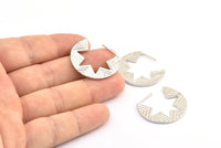 Silver Star Earring, 2 Silver Tone Star Ethnic Earrings, Findings, Charms (29x28x1.4mm) BS 2058 H0031