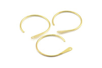 Brass Earring Wires, 10 Raw Brass Earring Wires With 1 Hole (30x25x1.2mm) E298