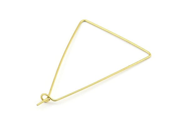 Brass Triangle Earring, 24 Raw Brass Wire Triangle Earring Charms, Pendants, Findings (47x31x0.7mm) E305