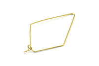 Brass Diamond Earring, 24 Raw Brass Wire Diamond Shape Earring Charms, Pendants, Findings (46x26x0.7mm) E319