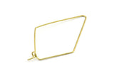 Brass Diamond Earring, 24 Raw Brass Wire Diamond Shape Earring Charms, Pendants, Findings (46x26x0.7mm) E319
