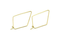 Brass Diamond Earring, 24 Raw Brass Wire Diamond Shape Earring Charms, Pendants, Findings (46x26x0.7mm) E319