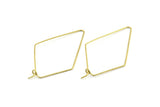 Brass Diamond Earring, 24 Raw Brass Wire Diamond Shape Earring Charms, Pendants, Findings (46x26x0.7mm) E319