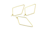 Brass Diamond Earring, 24 Raw Brass Wire Diamond Shape Earring Charms, Pendants, Findings (46x26x0.7mm) E319