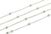 Silver Ball Chain, 5 Meters - 16.5 Feet  (0.9x1.5mm) Silver Tone Brass Soldered Chain With Balls Z151