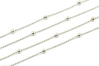 Silver Ball Chain, 3 Meters - 9.9 Feet  (1.2x3mm) Silver Tone Brass Soldered Chain With Balls Z065