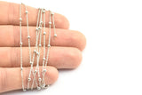 Silver Ball Chain, 5 Meters - 16.5 Feet  (0.8x1mm) Silver Tone Brass Soldered Chain With Balls Z119