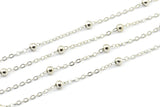 Silver Ball Chain, 5 Meters - 16.5 Feet  (2x2.5mm) Silver Tone Brass Soldered Chain With Balls Z168