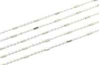 Silver Solder Chain, 5 Meters - 16.5 Feet Silver Tone Soldered Chain, Bar Chain (0.8x1.5mm) Z034