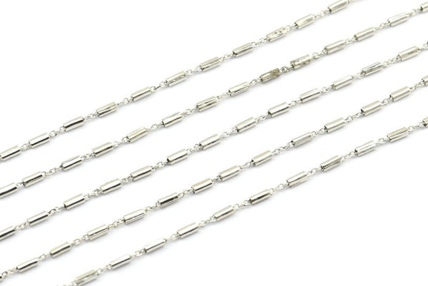 Silver Solder Chain, 3 Meters - 9.9 Feet Silver Tone Soldered Chain, Bar Chain (1.4x1.8mm) Z167