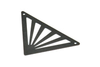 Black Triangle Pendant, 5 Oxidized Brass Black Triangle Pendants With 2 Holes (45x35x35mm) A0010 S739