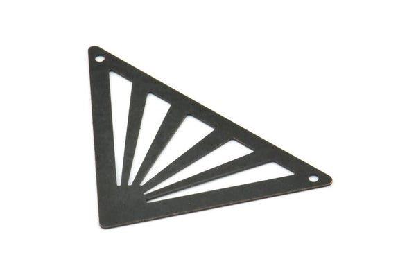 Black Triangle Pendant, 5 Oxidized Brass Black Triangle Pendants With 2 Holes (45x35x35mm) A0010 S739
