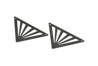 Black Triangle Pendant, 5 Oxidized Brass Black Triangle Pendants With 2 Holes (45x35x35mm) A0010 S739
