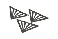 Black Triangle Pendant, 5 Oxidized Brass Black Triangle Pendants With 2 Holes (45x35x35mm) A0010 S739