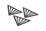 Black Triangle Pendant, 5 Oxidized Brass Black Triangle Pendants With 2 Holes (45x35x35mm) A0010 S739