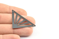 Black Triangle Pendant, 5 Oxidized Brass Black Triangle Pendants With 2 Holes (45x35x35mm) A0010 S739