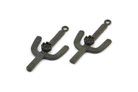 Cam Çerçeveli Kaktüs, 4 mm Taş Çerçeveli 2 Oksitlenmiş Pirinç Siyah Kaktüs Tılsımı, Mücevher Malzemeleri, Bulgular (37x18 mm) N0228 S740