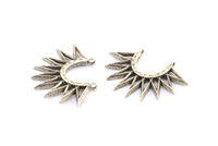 Gümüş Sunny Kolye, 2 Antik Gümüş Kaplama Pirinç Sunny Etnik Kolye, 2 Döngü, Bulgular, Tılsımlar (35x26x2,4 mm) E213 Q0677