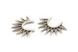 Gümüş Sunny Kolye, 2 Antik Gümüş Kaplama Pirinç Sunny Etnik Kolye, 2 Döngü, Bulgular, Tılsımlar (35x26x2,4 mm) E213 Q0677