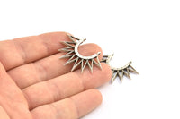 Gümüş Sunny Kolye, 2 Antik Gümüş Kaplama Pirinç Sunny Etnik Kolye, 2 Döngü, Bulgular, Tılsımlar (35x26x2,4 mm) E213 Q0677