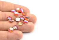 Resin Round Cabochon, 100 Orange Resin Round Cabochon (8x3mm) TS-22 T070