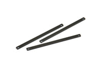 Long Necklace Bar, 10 Oxidized Brass Black Bar Connectors With 2 Holes (55x3x1mm) Brc 148--a0825 S607