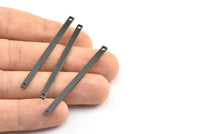 Long Necklace Bar, 10 Oxidized Brass Black Bar Connectors With 2 Holes (55x3x1mm) Brc 148--a0825 S607