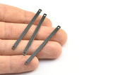 Long Necklace Bar, 10 Oxidized Brass Black Bar Connectors With 2 Holes (55x3x1mm) Brc 148--a0825 S607