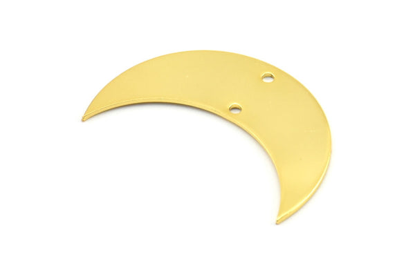 Crescent Moon Pendant, 2 Gold Plated Brass Moons Pendants With 2 Holes (35x12x0.80mm) Moon - 20