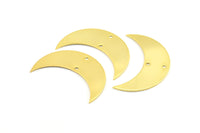 Crescent Moon Pendant, 2 Gold Plated Brass Moons Pendants With 2 Holes (35x12x0.80mm) Moon - 20