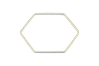 Hexagon Ring Charm, 12 Silver Tone Hexagon Shaped Ring Charms (40x1mm) E306 H0598