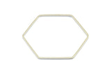Hexagon Ring Charm, 12 Silver Tone Hexagon Shaped Ring Charms (40x1mm) E306 H0598
