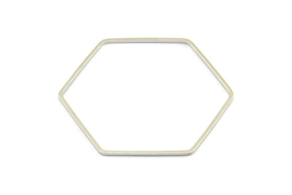 Hexagon Ring Charm, 12 Silver Tone Hexagon Shaped Ring Charms (40x1mm) E306 H0598