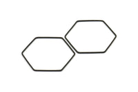 Hexagon Ring Charm, 12 Oxidized Brass Black Hexagon Shaped Ring Charms (40x1mm) E306 S751