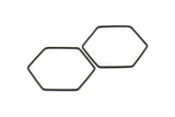 Hexagon Ring Charm, 12 Oxidized Brass Black Hexagon Shaped Ring Charms (40x1mm) E306 S751