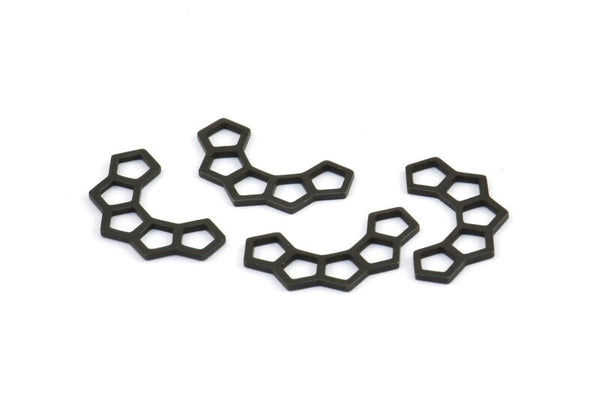 Black Honeycomb Charm, 25 Oxidized Brass Black Semi Honeycomb Charms (17x9.5x5x0.8mm) E049 S782