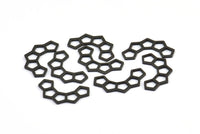 Black Honeycomb Charm, 25 Oxidized Brass Black Semi Honeycomb Charms (17x9.5x5x0.8mm) E049 S782