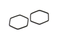Black Hexagon Charm, 25 Black Oxidized  Brass Hexagon Shaped Ring Charms (22x0.80mm) BS 1176 S784