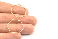 Gold Hexagon Charm, 12 Gold Plated Brass Hexagon Rings (25x0.8mm) BS 1177 Q0486