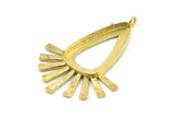 Brass Drop Pendant, 2 Raw Brass Drop Shape Hammered Sunny Pendants And 1 Pad Setting With 1 Loop (61x42.5x4.5mm) E258
