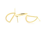 Gold Semi Circle Earring, 6 Gold Plated Brass Half Moon Earring Posts, Pendants, Findings (30x15x1.2mm) E343 Q0523