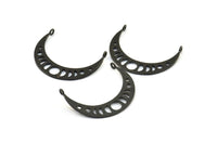 Moon Phases Pendant, 3 Oxidized Brass Black Crescent Pendants With 2 Loops, Earring Findings (35x8x1mm) BS 2067 S768