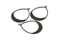 Black Drop Earring, 3 Oxidized Brass Black Drop Earring Charms With 1 Loop, Pendants, Findings (49x36x0.8mm) E036 S767