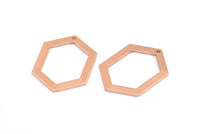 Hexagon Choker Charm, 3 Rose Gold Plated Brass Hexagon Charms With 1 Hole, Pendants, Findings (26.5x19x1mm) E018 Q0529
