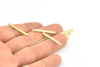Tiny Bar Pendant, 24 Raw Brass Necklace Bars With 1 Hole (25x2.5x0.80mm) E392