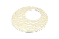 Hammered Ear Hoops, 2 - 925 Sterling Silver Plated Brass Round 1 Hole Stamping Earring Findings (32mm) N0473
