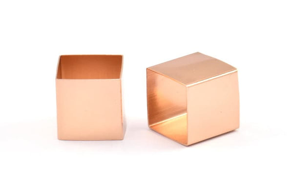 Rose Gold Square Tubes, 3 Rose Gold Plated Brass Square Tubes (16x16mm) Bs 1523 Q0328