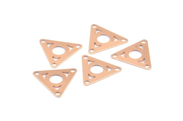 Rose Gold Triangle Connector, 25 Rose Gold Plated Brass Triangle With 3 Holes Connectors, Findings, Tags (13x15mm) Brs 644 A0406 Q0281