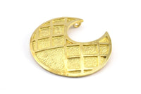 Brass Ethnic Pendant, 1 Raw Brass Ethnic Pendants With 2 Loops (37x33mm) E278