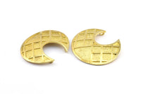 Brass Ethnic Pendant, 1 Raw Brass Ethnic Pendants With 2 Loops (37x33mm) E278